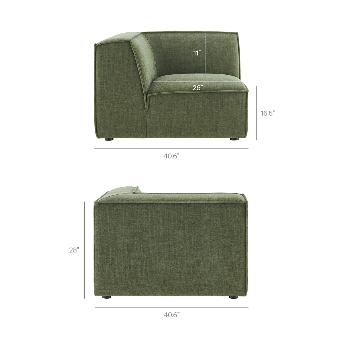 Modway Restore 3-Piece Performance Fabric L-shaped sectional sofa in foliage green fabric on Tampa Home & Garden Store