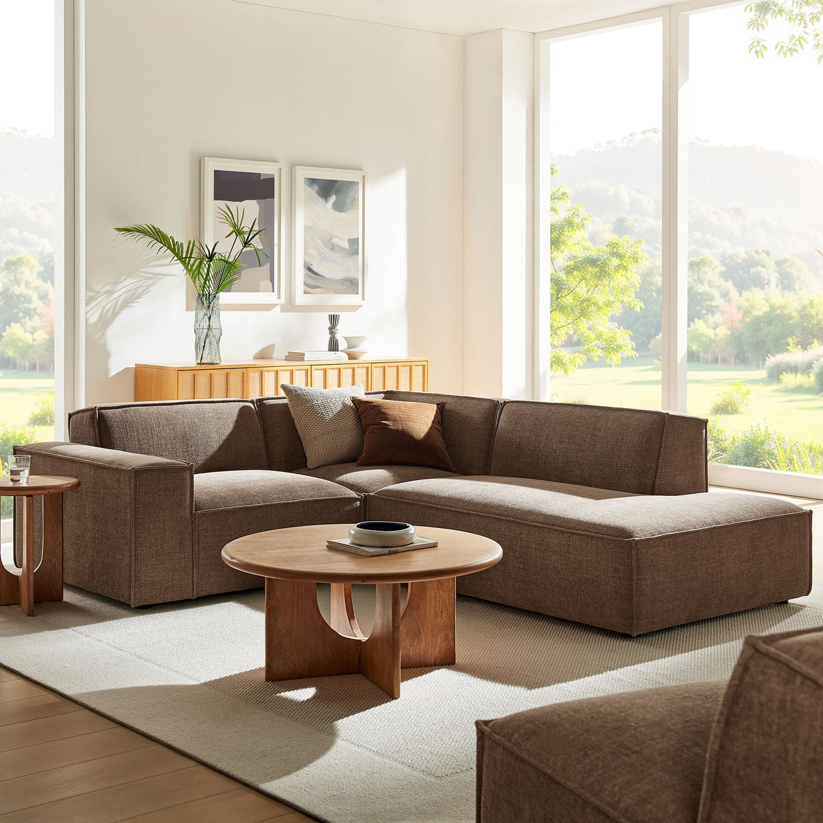 Modway Restore 3-Piece L-shaped sectional sofa in mocha performance fabric on Tampa Home & Garden Store