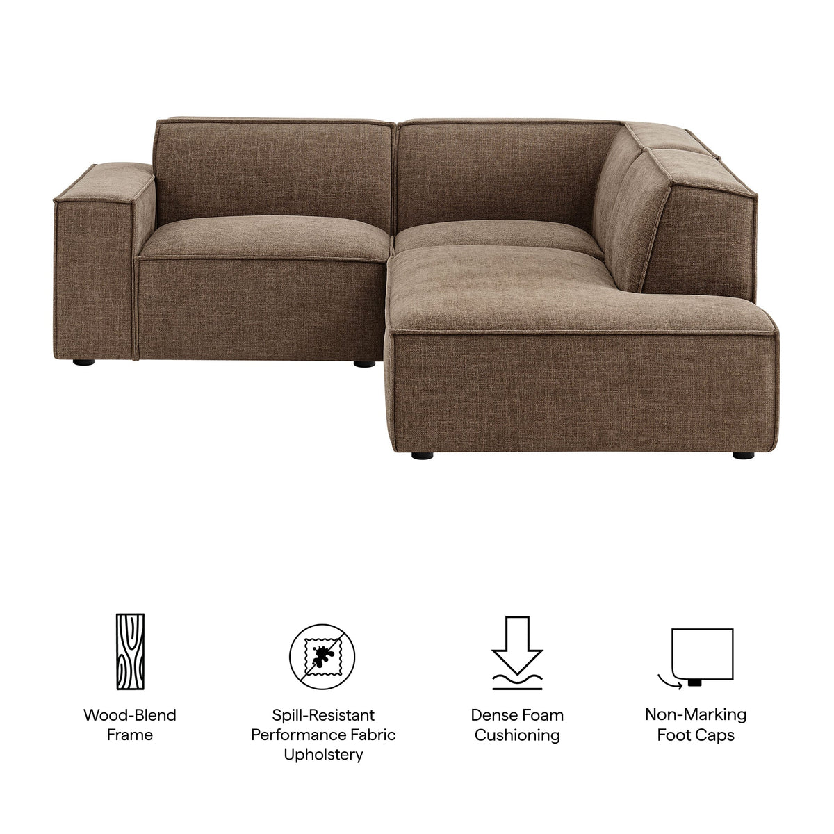 Restore 3-Piece modular L-shaped sectional sofa in mocha performance fabric on Tampa Home & Garden Store