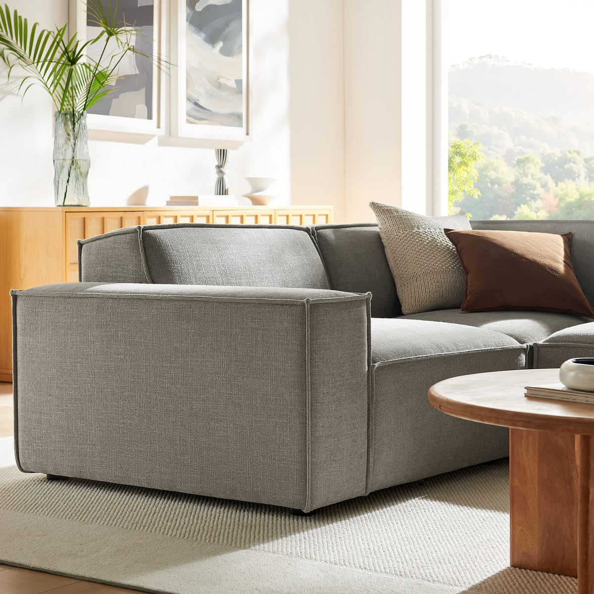 Restore 3-Piece Performance Fabric Modular L-Shaped Sectional Sofa by Modway in pewter EEI-7421 on Tampa Home & Garden Store