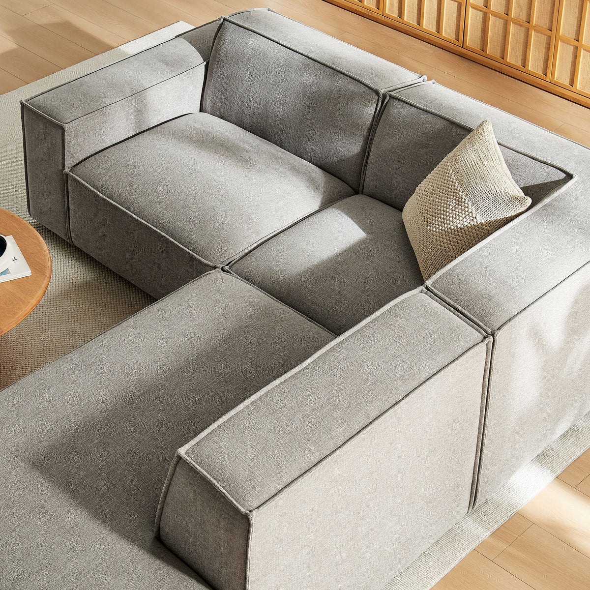 Modway Restore 3-Piece modular L-shaped sectional sofa in light gray performance fabric on Tampa Home & Garden Store