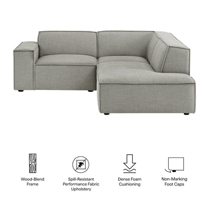 Restore 3-Piece modular L-shaped sectional sofa in light gray performance fabric upholstery on Tampa Home & Garden Store