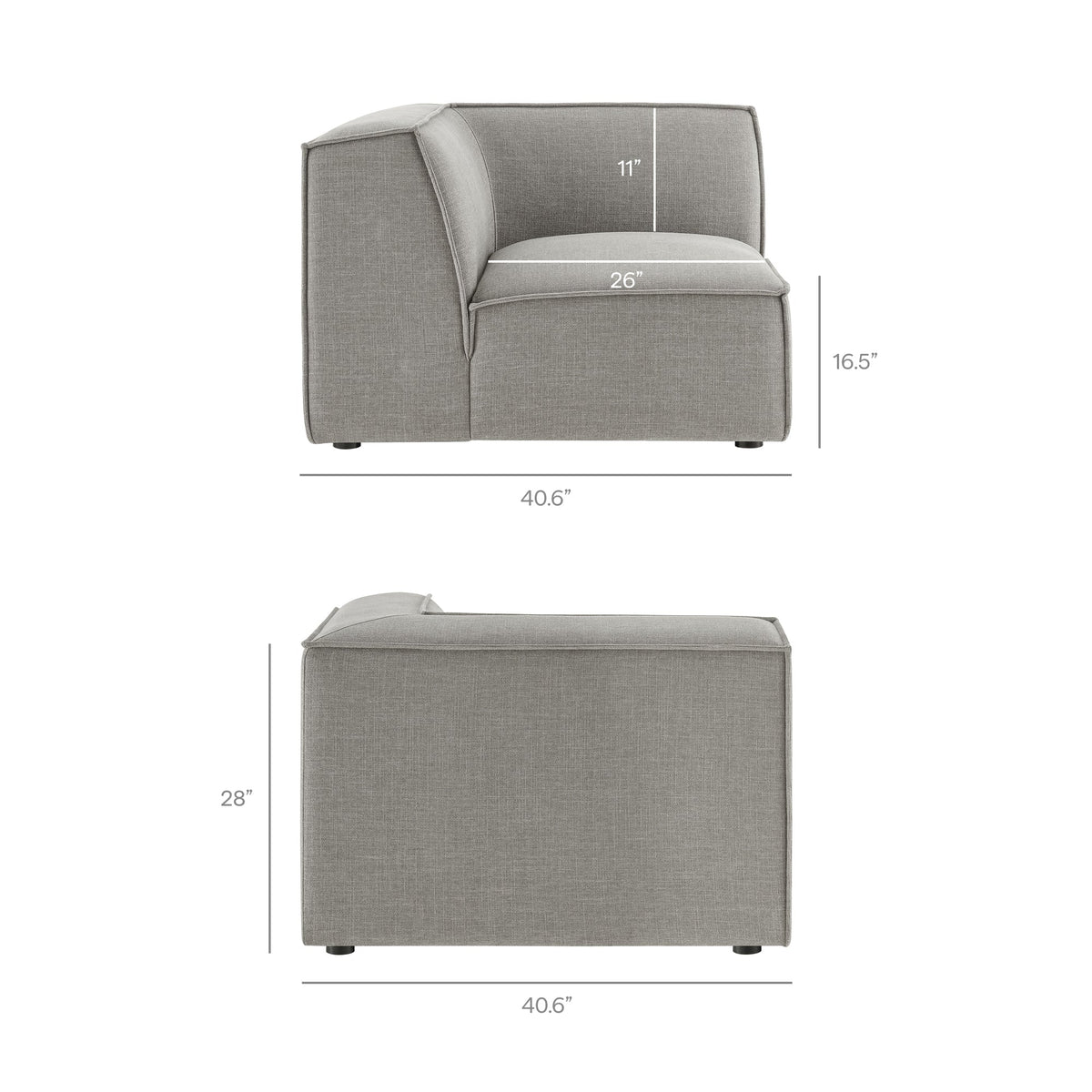 Restore 3-Piece Performance Fabric Modular L-Shaped Sectional Sofa in gray by Modway on Tampa Home & Garden Store