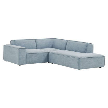 Restore 3-Piece L-shaped sectional sofa in sky blue performance fabric modular design on Tampa Home & Garden Store