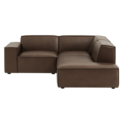Modular vegan leather L-shaped 3-piece sofa in espresso brown on Tampa Home & Garden Store