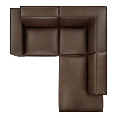 Restore 3-Piece vegan leather modular L-shaped sectional sofa in espresso/toast on Tampa Home & Garden Store