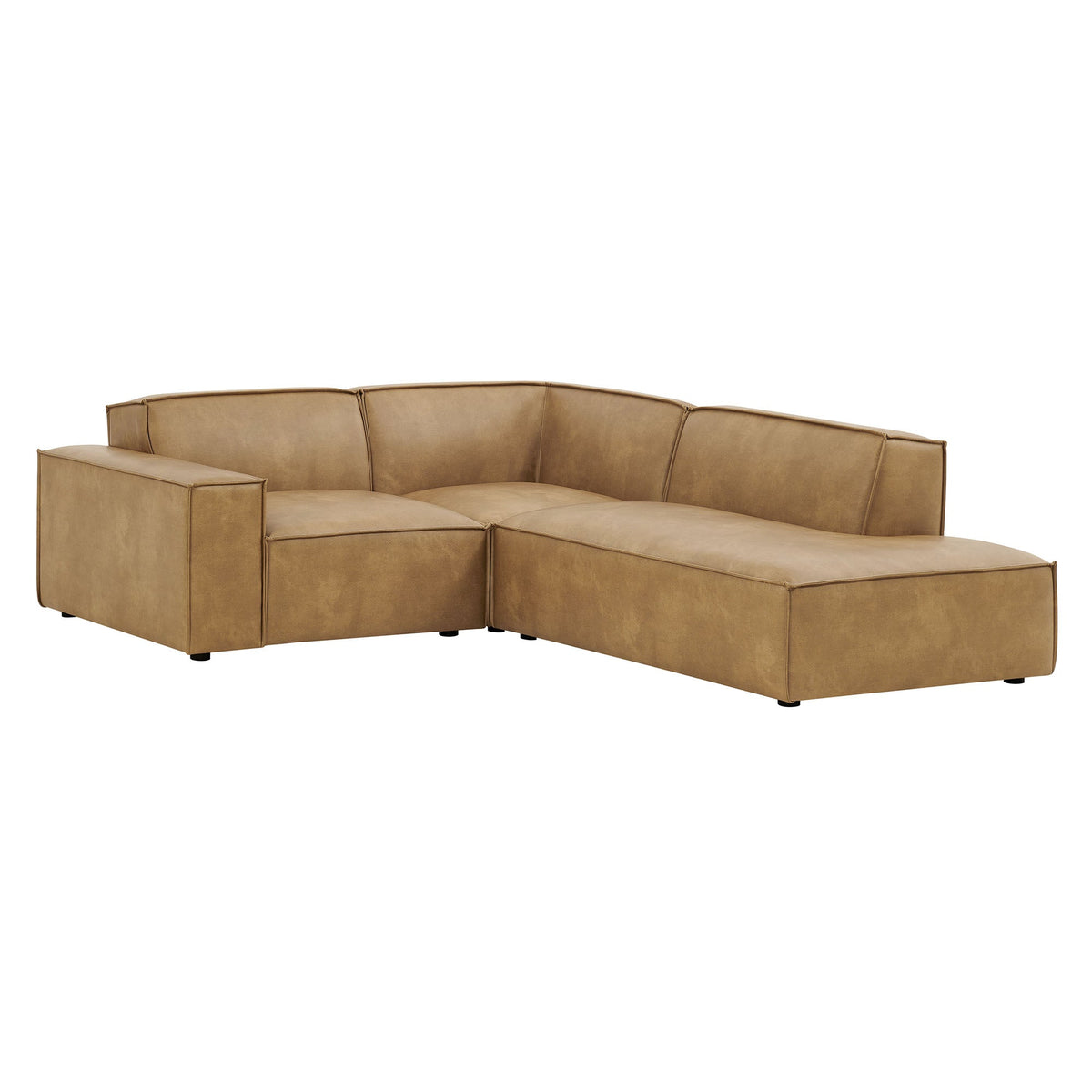 Restore 3-Piece vegan leather modular L-shaped sectional sofa espresso/toast by HouseOfZazla on Tampa Home & Garden Store
