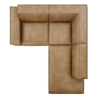 3-piece vegan leather modular L-shaped sectional sofa espresso/toast by Modway on Tampa Home & Garden Store