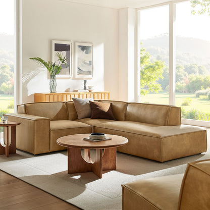 Restore 3-piece vegan leather modular L-shaped sectional sofa in espresso/toast on Tampa Home & Garden Store