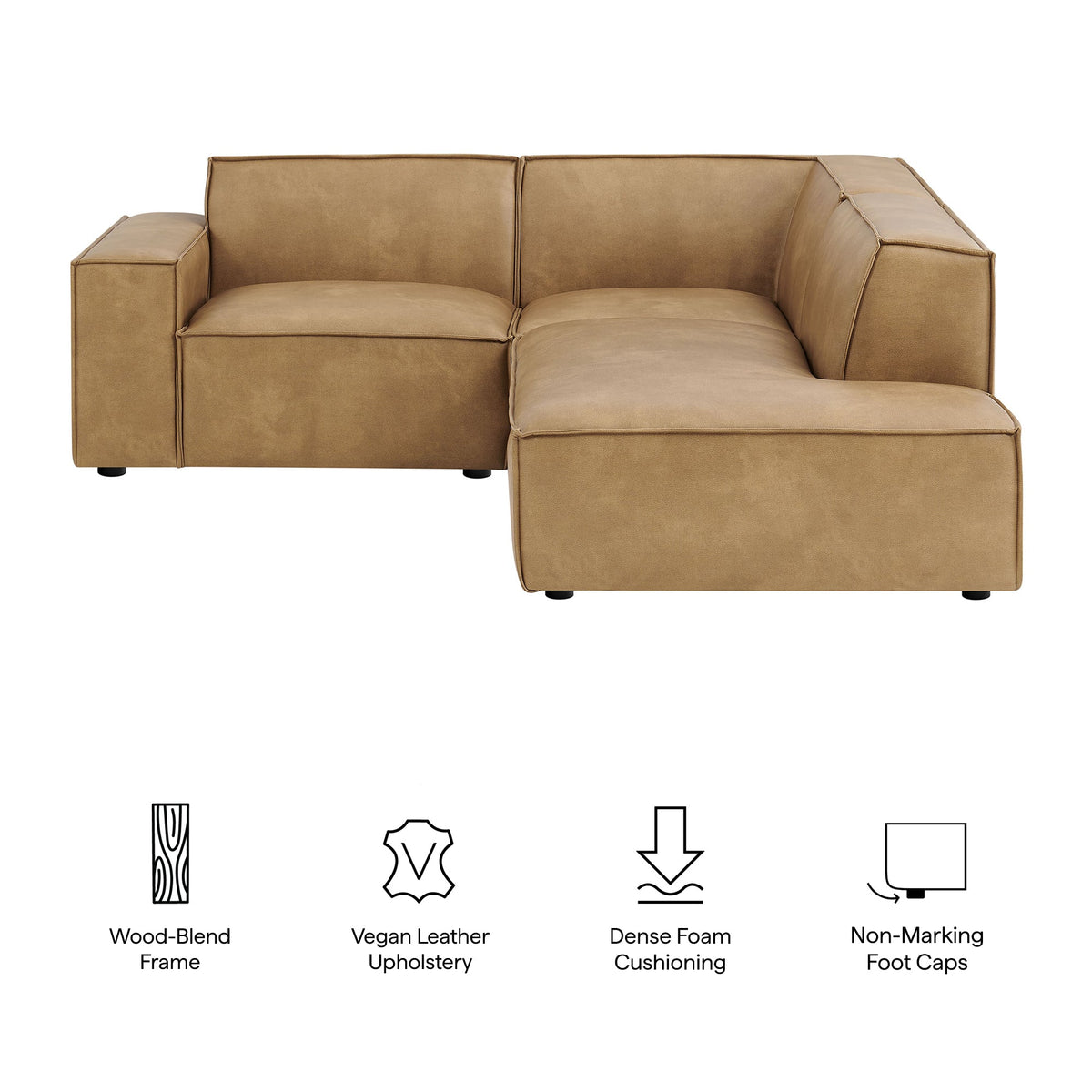 Restore 3-Piece vegan leather modular L-shaped sectional sofa espresso/toast on Tampa Home & Garden Store