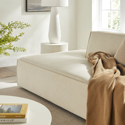 Modway Restore 2-Piece Modular Loveseat in ecru performance fabric; beige sofa with a knit throw on Tampa Home & Garden Store