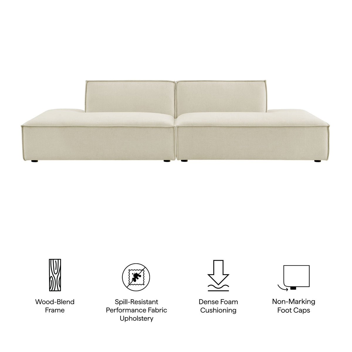 Restore 2-Piece modular loveseat in ecru performance fabric upholstery by Modway on Tampa Home & Garden Store