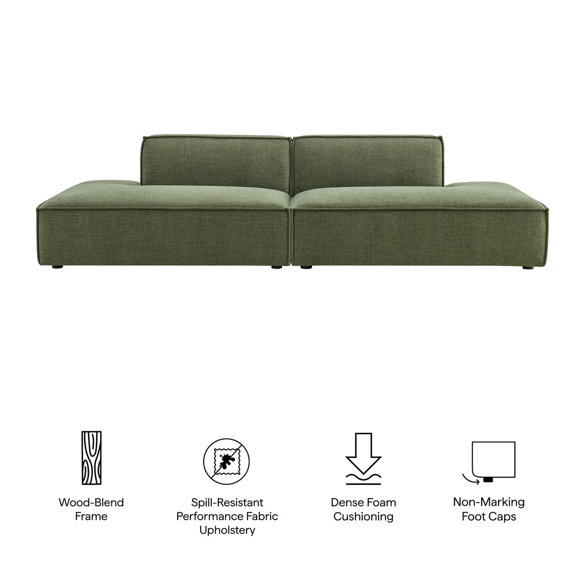Restore 2-Piece Performance Fabric Upholstered Modular Loveseat by Modway in foliage green on Tampa Home & Garden Store