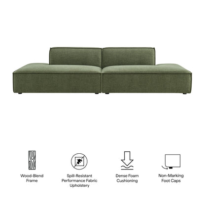 Restore 2-Piece Performance Fabric Upholstered Modular Loveseat by Modway in foliage green on Tampa Home & Garden Store