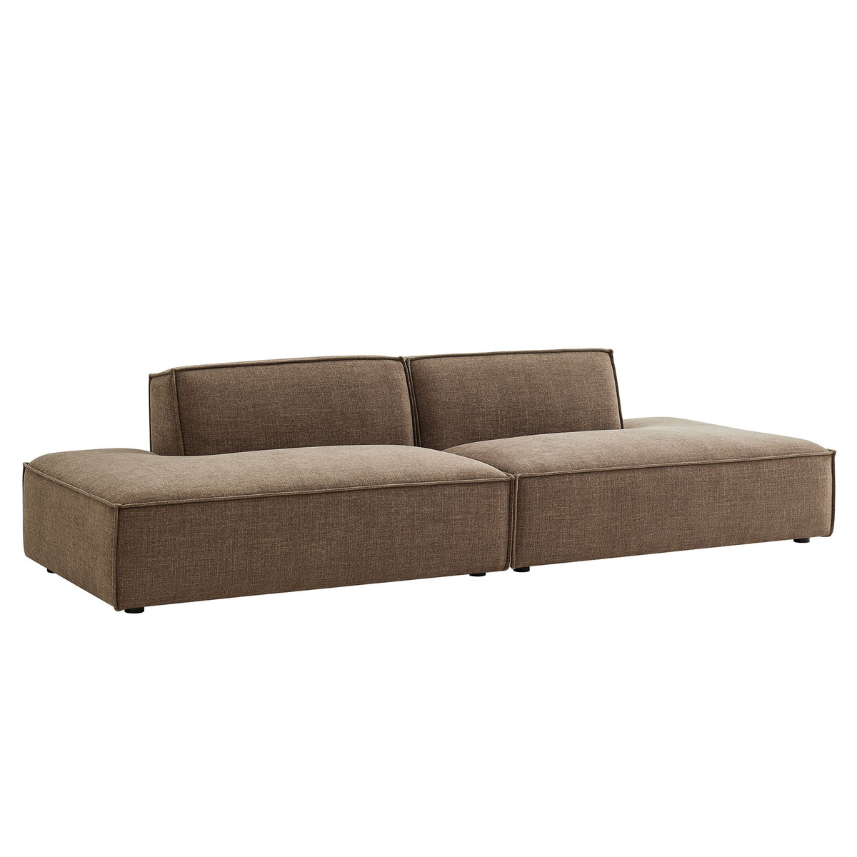 Restore 2-Piece Mocha modular loveseat by Modway, two-seat sofa with low back on Tampa Home & Garden Store
