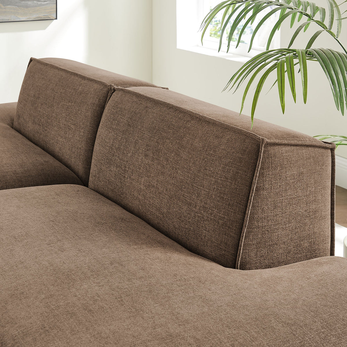 Restore 2-Piece Performance Fabric Modular Loveseat in mocha brown upholstery on Tampa Home & Garden Store
