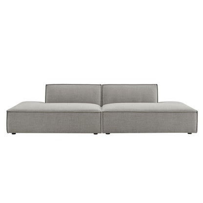 Restore 2-Piece modular loveseat in pewter gray performance fabric with two seats on Tampa Home & Garden Store