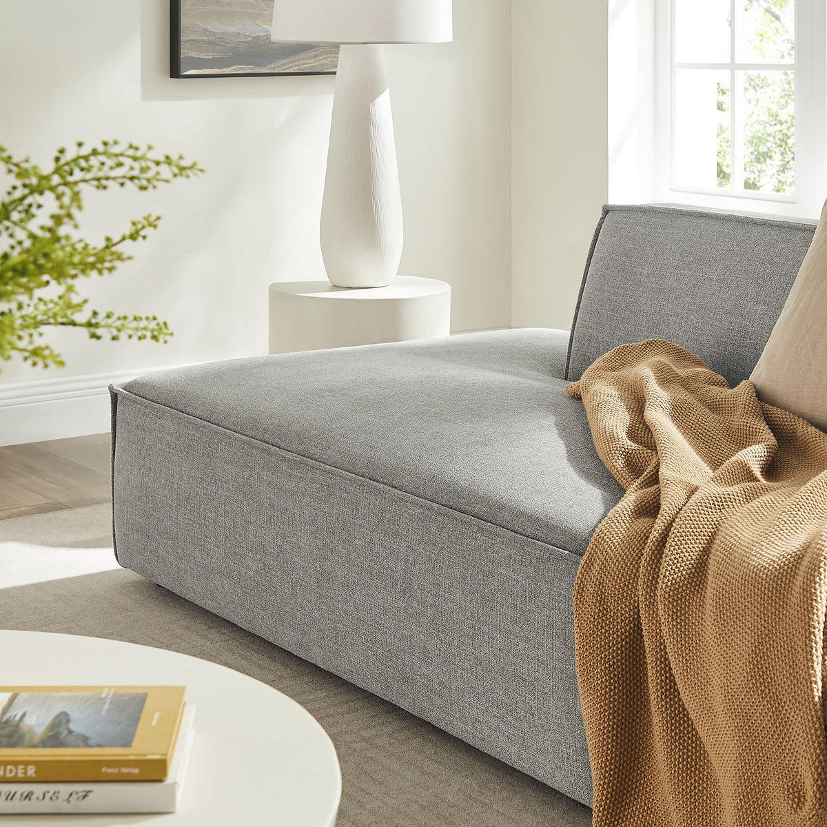 Restore 2-Piece Performance Fabric Upholstered Modular Loveseat in pewter grey on Tampa Home & Garden Store