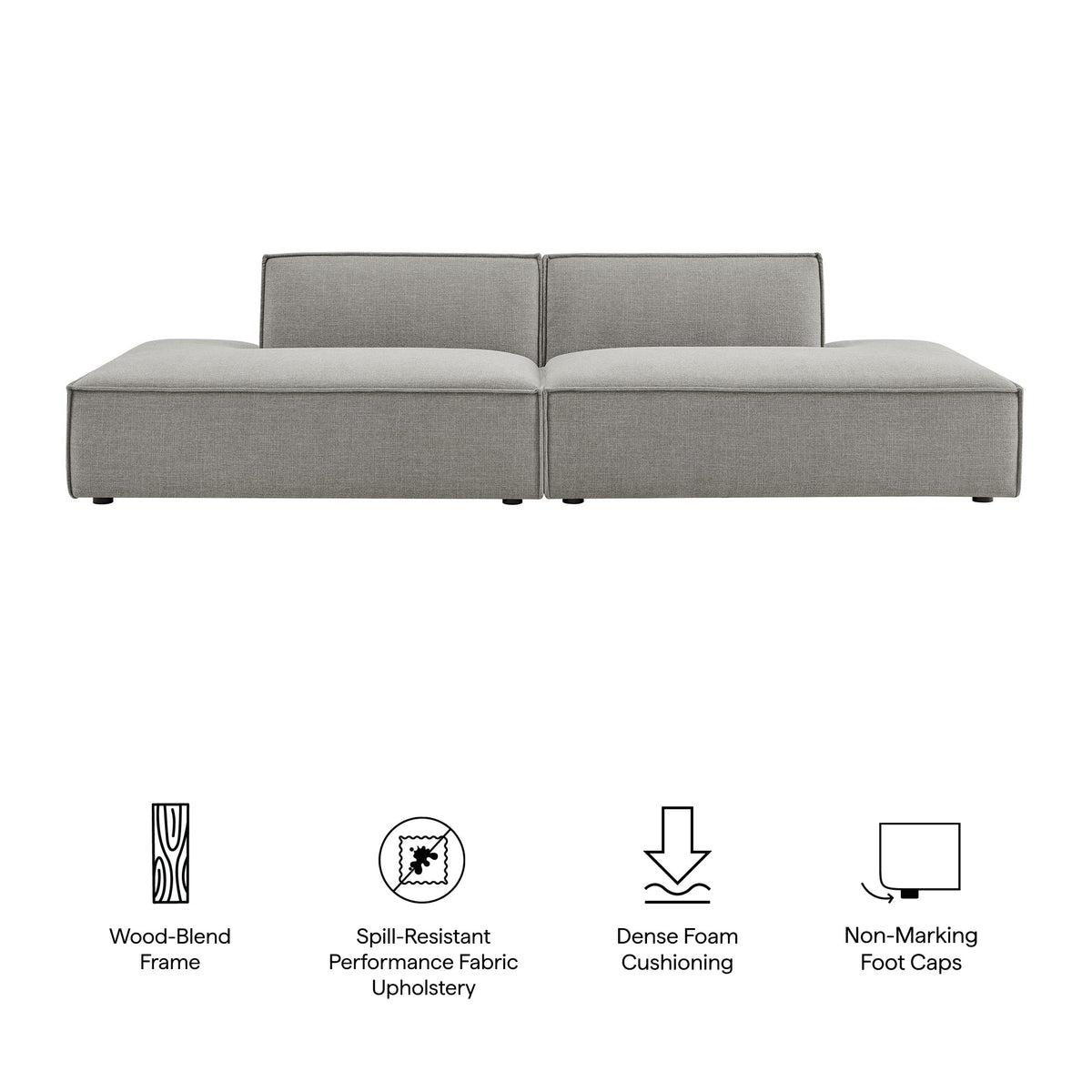 Restore 2-Piece Performance Fabric Upholstered Modular Loveseat in pewter-gray, 2-seat on Tampa Home & Garden Store