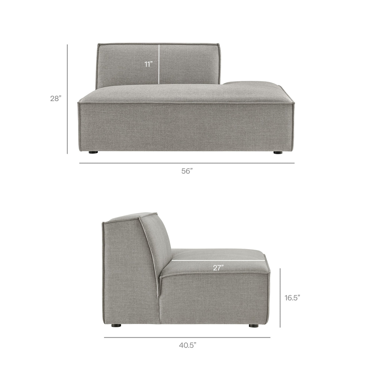 Restore 2-Piece Performance Fabric Upholstered Modular Loveseat by Modway in pewter fabric on Tampa Home & Garden Store