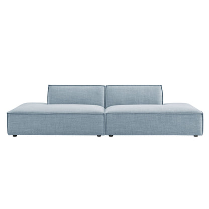Modway Restore 2-Piece performance fabric modular loveseat in sky blue with square cushions on Tampa Home & Garden Store