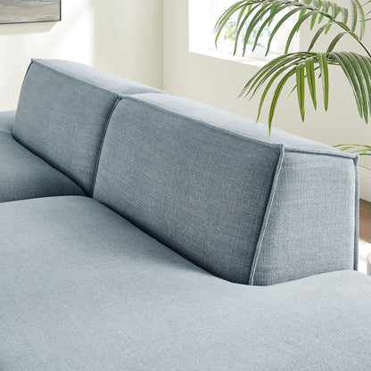 Restore 2-Piece Modular Loveseat in blue-gray performance fabric with clean cushions on Tampa Home & Garden Store