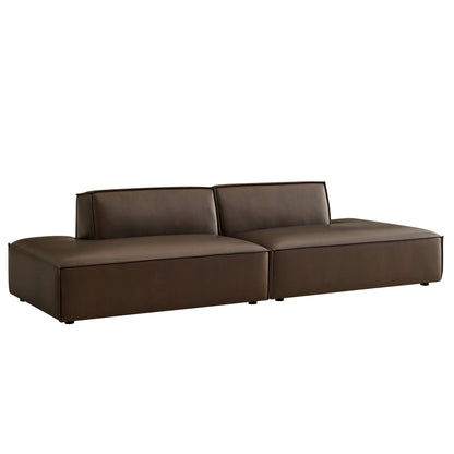 Restore 2-Piece vegan leather modular loveseat in espresso toast, two-seat contemporary on Tampa Home & Garden Store