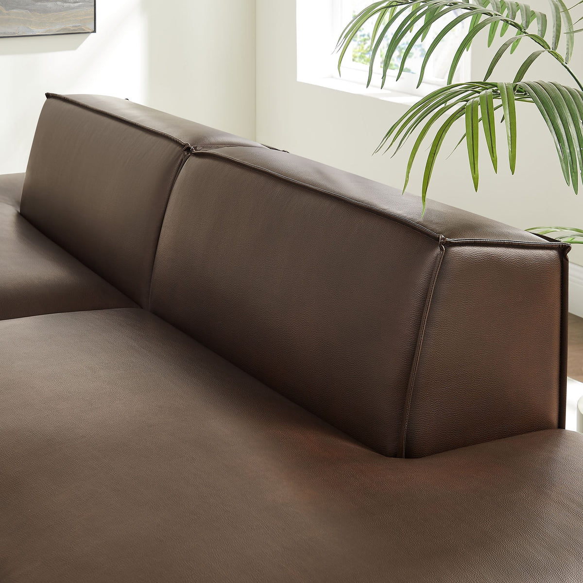 Restore 2-Piece vegan leather modular loveseat espresso/toast by Modway on Tampa Home & Garden Store