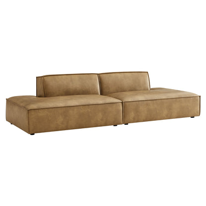 Restore 2-Piece Vegan Leather Modular Loveseat by Modway - Espresso/Toast on Tampa Home & Garden Store