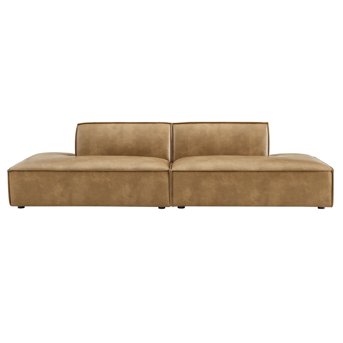 Modway Restore 2-Piece vegan leather modular loveseat espresso/toast, sofa with low-profile feet on Tampa Home & Garden Store