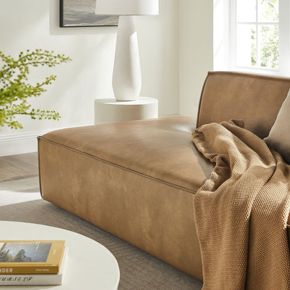 Restore 2-Piece vegan leather modular loveseat in espresso/toast by Modway, tan knit throw on Tampa Home & Garden Store