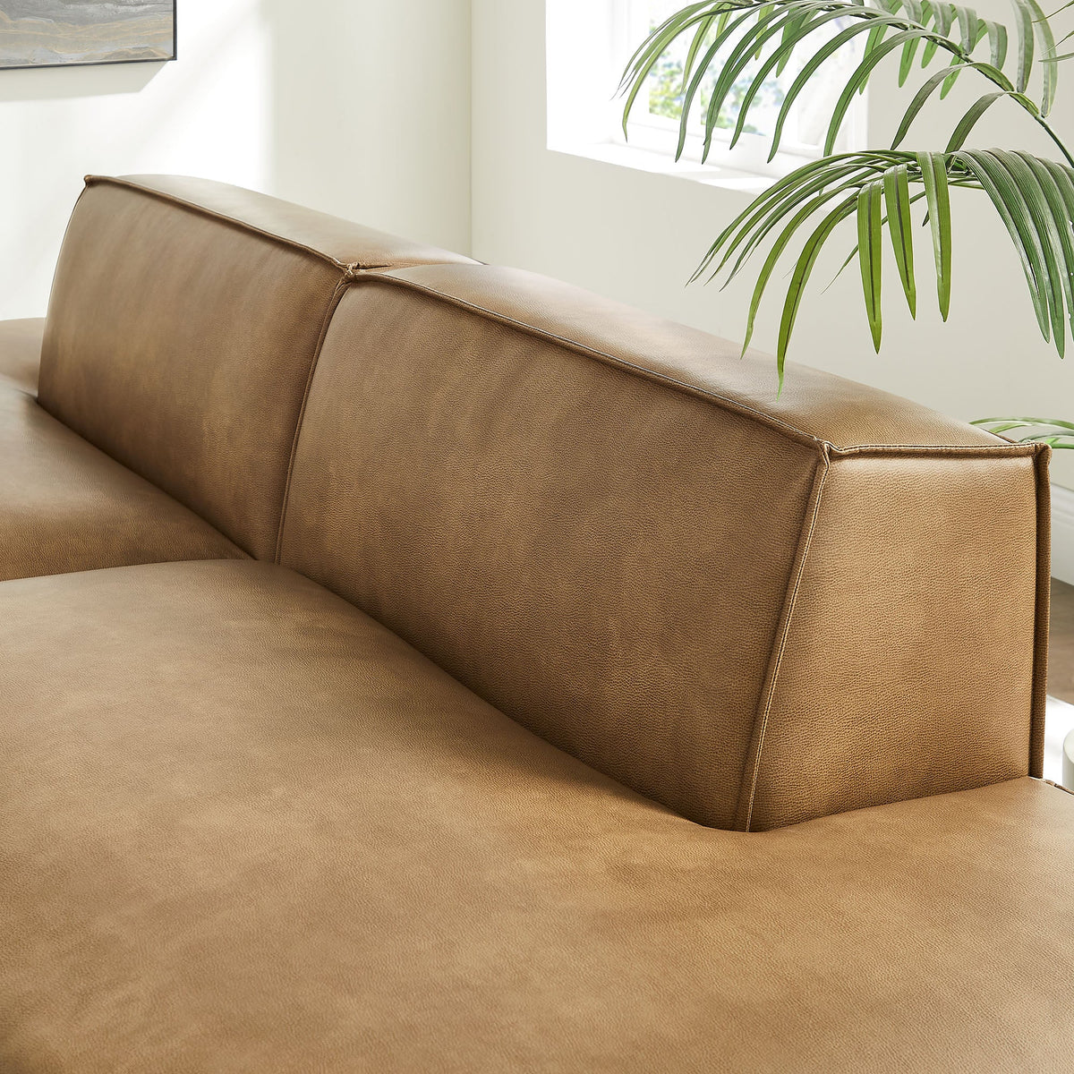 Modway Restore 2-Piece vegan leather modular loveseat, espresso/toast brown, faux leather on Tampa Home & Garden Store