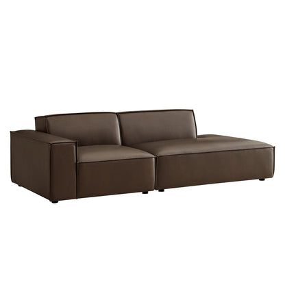 Restore 2-Piece Vegan Leather Modular Loveseat espresso/toast by Modway on Tampa Home & Garden Store