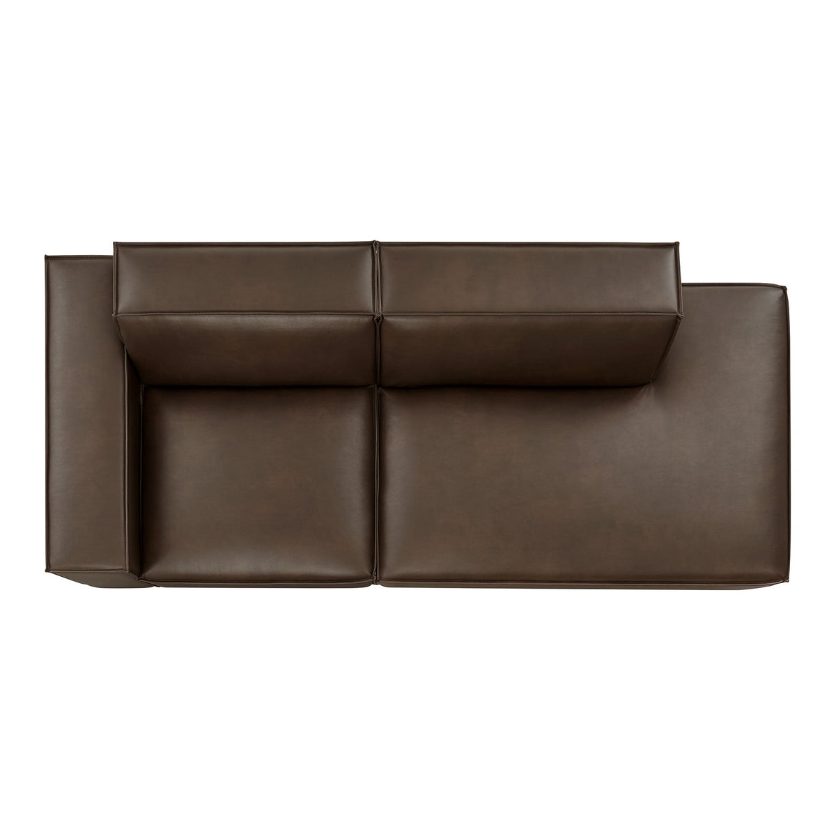 Restore 2-Piece Vegan Leather Modular Loveseat by Modway in espresso brown, cushioned seats on Tampa Home & Garden Store