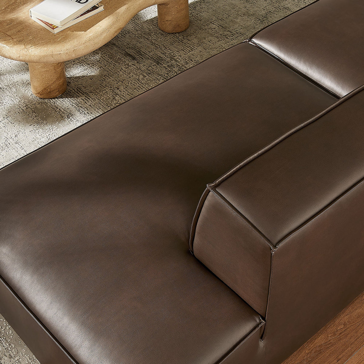 Restore 2-Piece Vegan Leather Modular Loveseat Espresso/Toast by Modway, brown vegan leather with visible stitching on Tampa Home & Garden Store