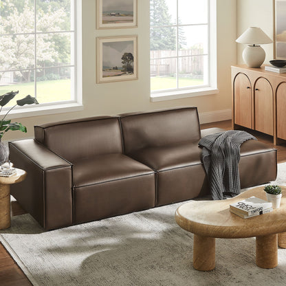 Restore 2-Piece Vegan Leather Modular Loveseat by Modway in Espresso/Toast, brown leather sofa on Tampa Home & Garden Store
