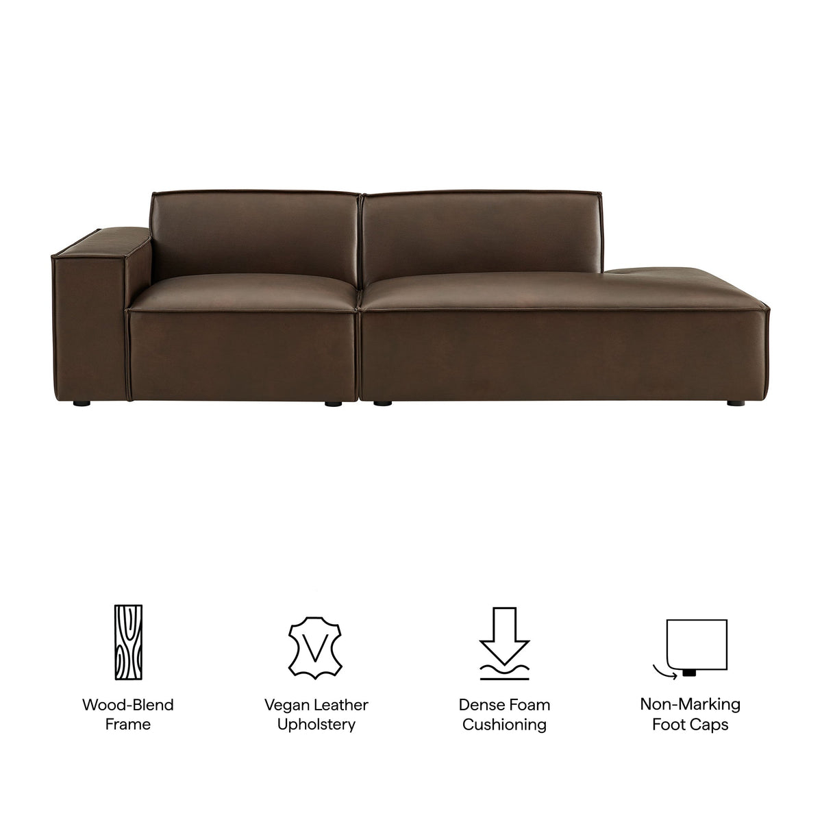 Restore 2-Piece Vegan Leather Modular Loveseat by Modway in espresso/toast on Tampa Home & Garden Store