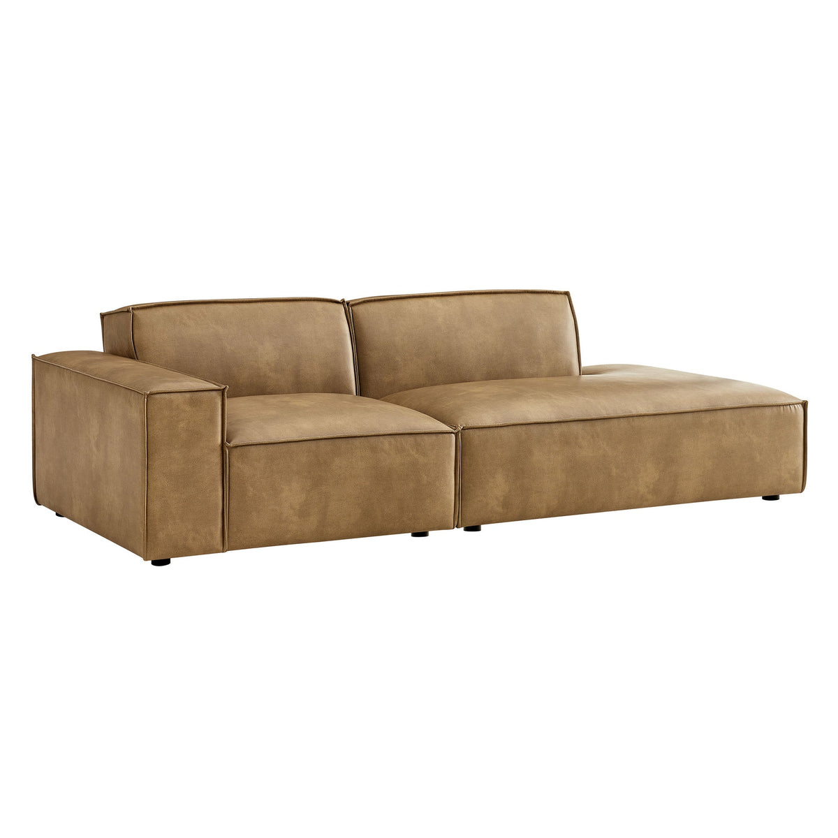 Restore 2-Piece vegan leather modular loveseat in espresso and toast by Modway on Tampa Home & Garden Store