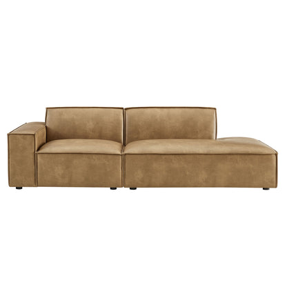 2-piece vegan leather modular loveseat in espresso/toast by Modway on Tampa Home & Garden Store