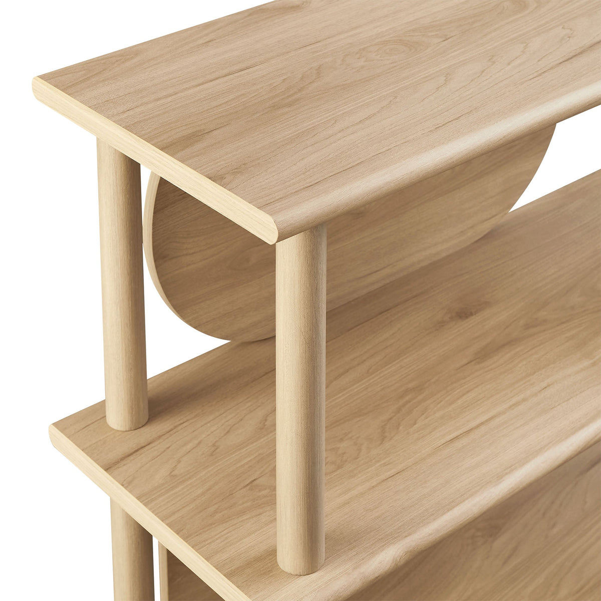 Zadie 55 Inch Console Table natural light wood finish with curved ring accents on Tampa Home & Garden Store