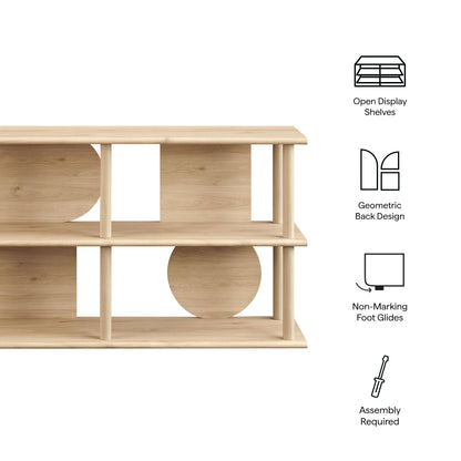 Zadie 55 Inch Console Table in natural oak with open display shelves by Modway on Tampa Home & Garden Store