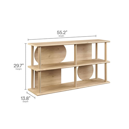 Zadie 55 Inch Console Table by Modway natural oak finish with two shelves on Tampa Home & Garden Store