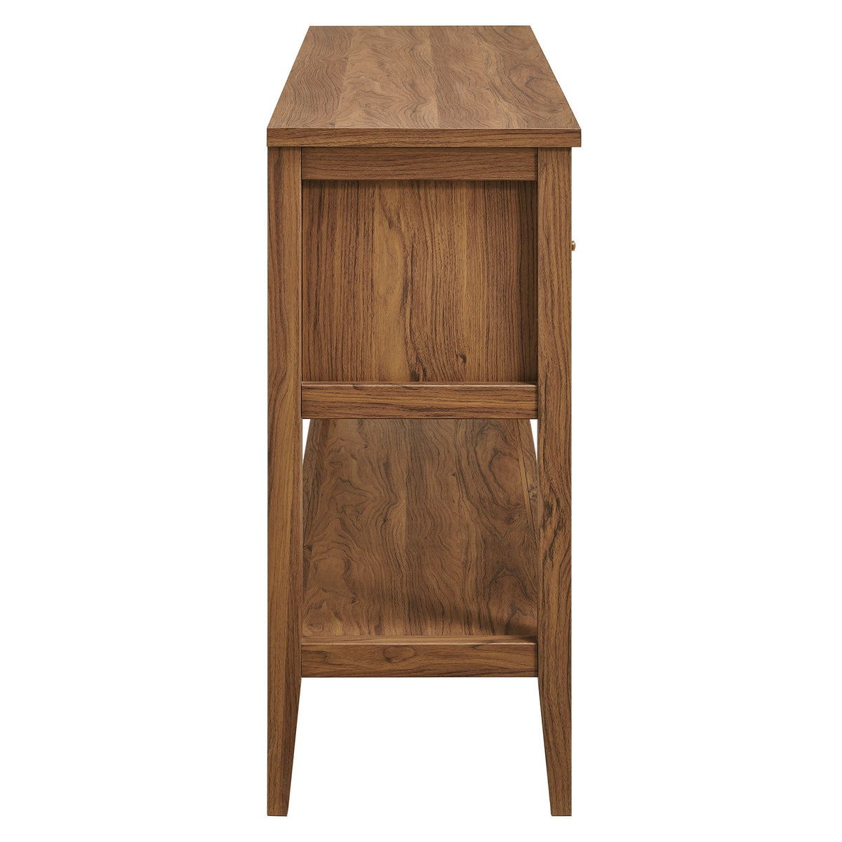 Soma 62 Inch Rattan Console Table by Modway, wood finish with open shelf and right brass knob on Tampa Home & Garden Store