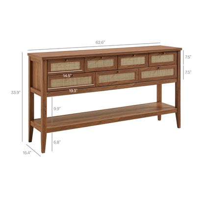 Modway Soma 62 Inch Rattan Console Table with cane-woven front panels on Tampa Home & Garden Store
