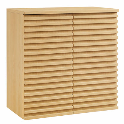 Render wall-mounted bathroom cabinet natural oak with slatted doors by Modway on Tampa Home & Garden Store