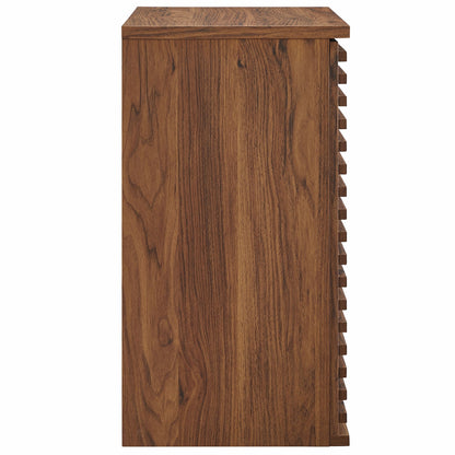 Render wall-mounted bathroom cabinet by Modway in warm brown wood grain with side cubbies on Tampa Home & Garden Store