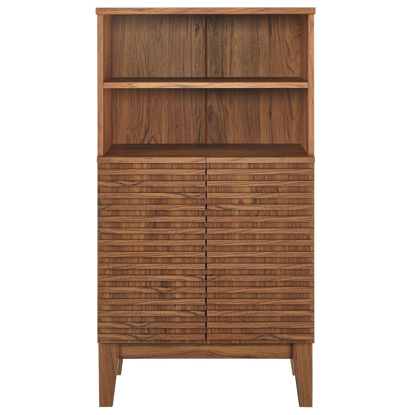 Render Freestanding Bathroom Storage Cabinet by Modway in warm wood finish with two open shelves on Tampa Home & Garden Store