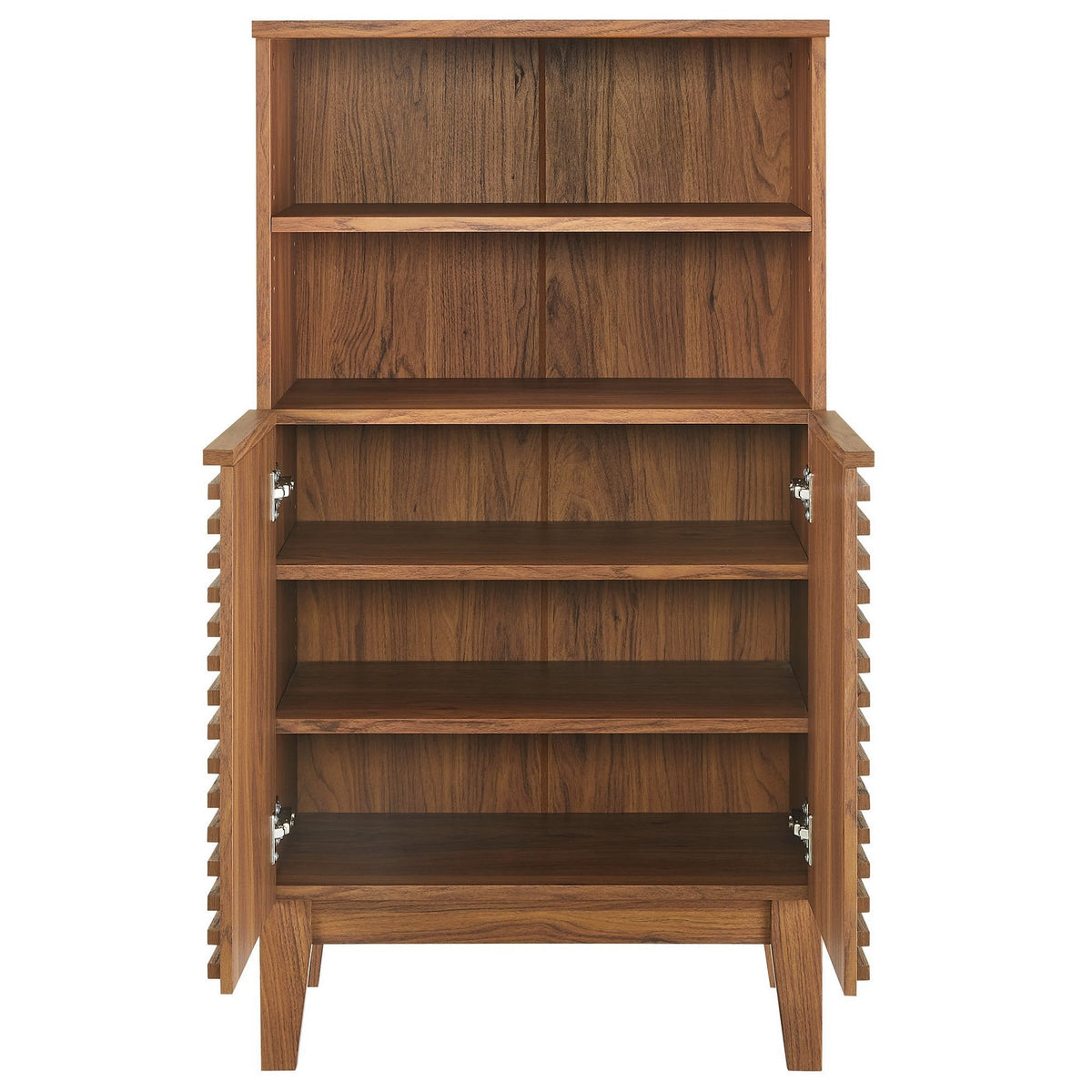 Render Freestanding Bathroom Storage Cabinet by Modway in warm walnut wood with open shelves on Tampa Home & Garden Store