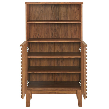 Render Freestanding Bathroom Storage Cabinet by Modway in warm walnut wood with open shelves on Tampa Home & Garden Store