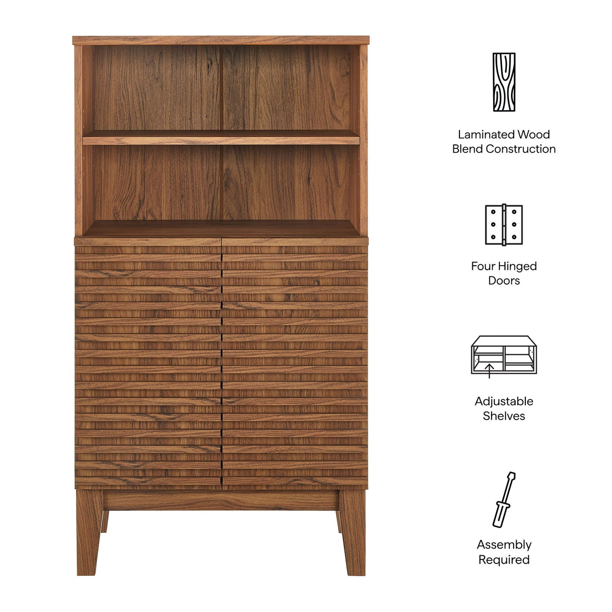Modway Render bathroom storage cabinet with laminated wood finish and four hinged doors on Tampa Home & Garden Store